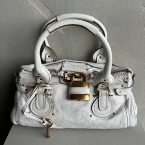 🔥 Authentic Iconic CHLOE Paddington Bag in white leather Pre-owned 🔥