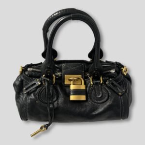 🔥 Authentic CHLOE Paddington Bag  Black Leather With Gold Lock Hardware Pre-owned 🔥