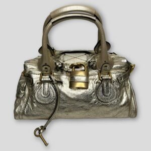 🔥 Authentic CHLOE Paddington Bag  Metallic Light Gold Color Pre-owned 🔥