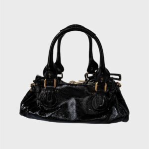 🔥 Authentic CHLOE Paddington black patent leather shoulder Bag Pre-owned 🔥