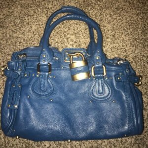 💙 Chloé Paddington Purse – Rare Blue Leather with Matte Gold Hardware 👜✨
