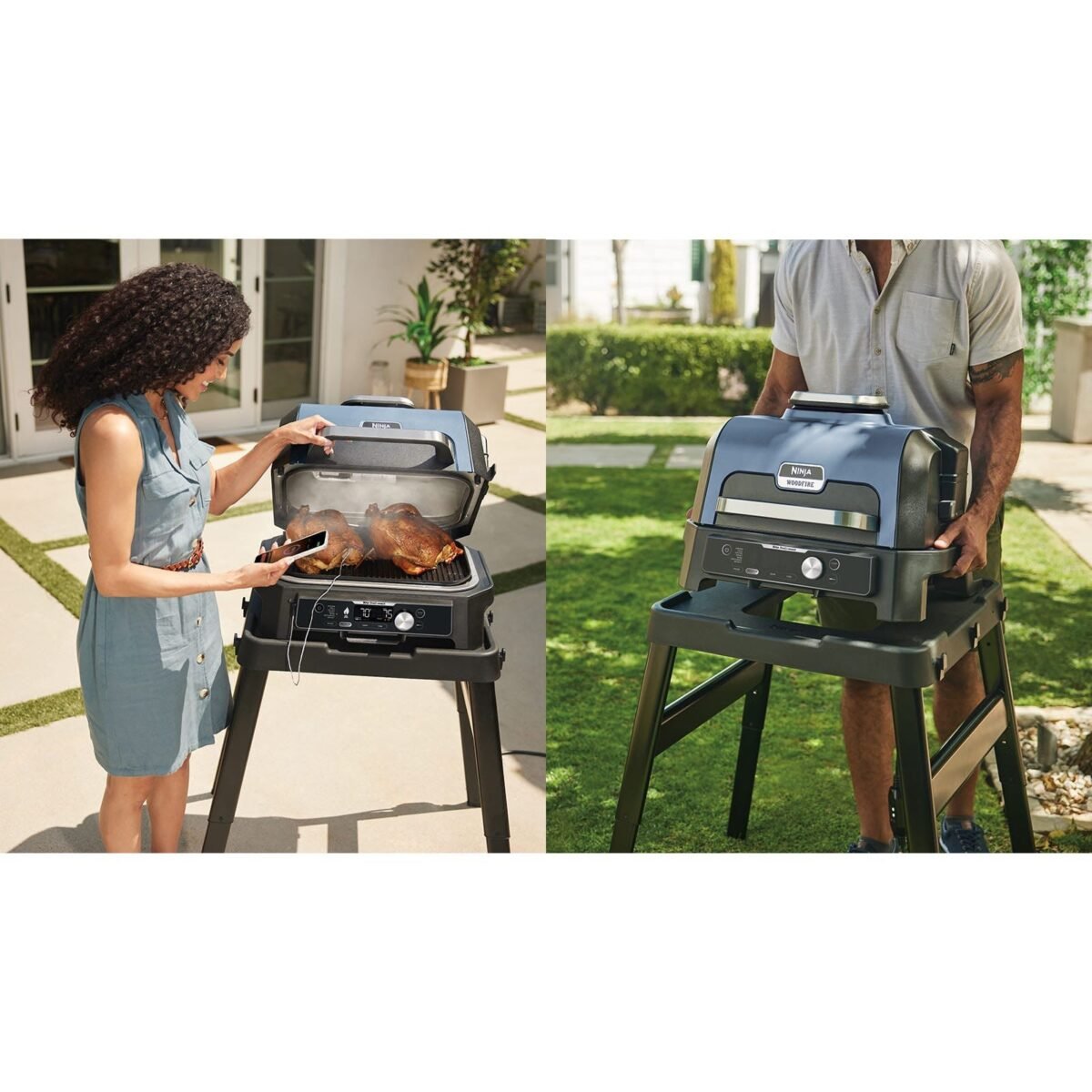 Ninja Woodfire Pro Connect XL Outdoor Electric BBQ Grill & Smoker - Black & Blue | OG901UK