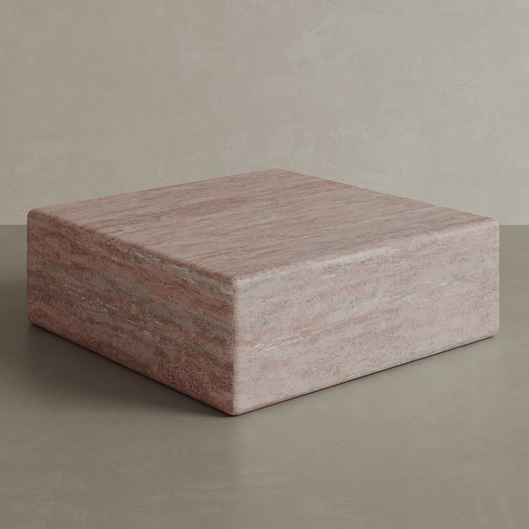 Cerazo Travertine Coffee Table, Red - Image 3