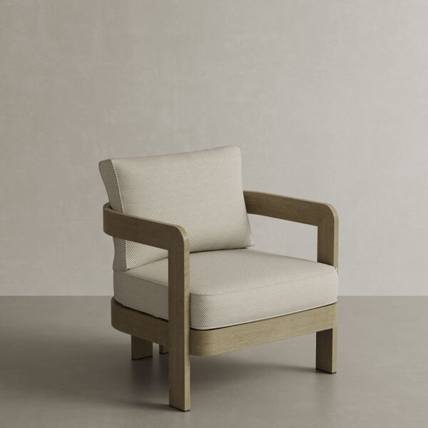 N3 Oak Lounge Chair Pearl Herringbone