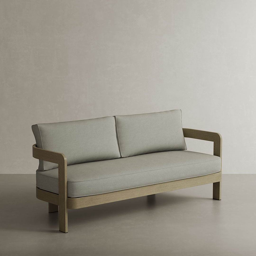 N3 Oak Three Seater Sofa Sage Twill