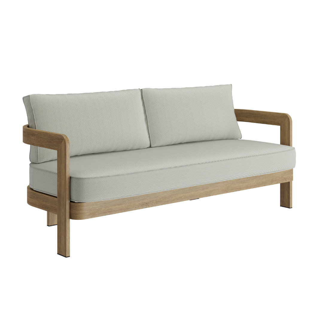 N3 Oak Three Seater Sofa Sage Twill - Image 4